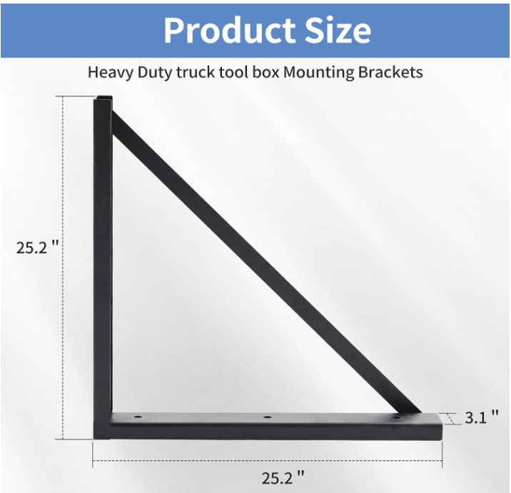 Underbody Steel Mounting Brackets,18 x 18 Inch Truck Tool Box Mounting Kit, with Screws Spacers and Sleeves - 2 PCS